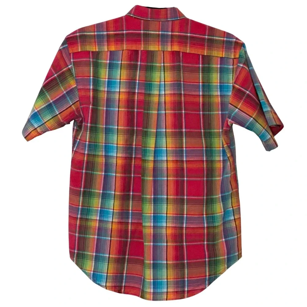 Ralph Lauren Button Down Shirt Multicolor Plaid Short Sleeve Kids Size L 16/18